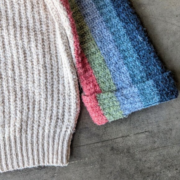 POL Rainbow Stripe Wool Blend Boat Neck Bell Sleeve Sweater large - Picture 3 of 7